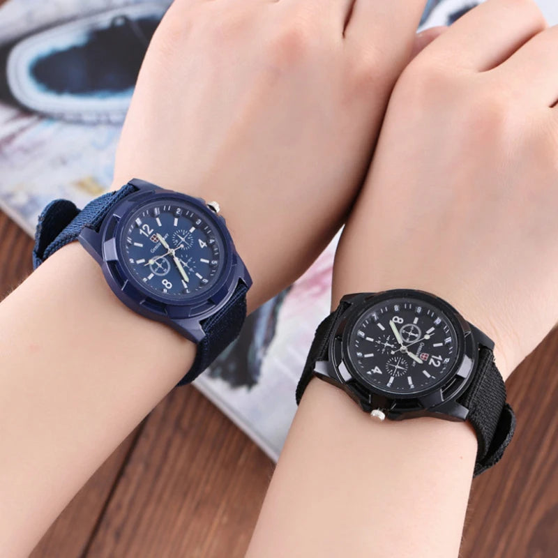 Army Green Military Mens Watch Top Brand Sports Analog Quartz Wristwatch Nylon Band Fashion Casual Men's Clock