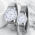 1/2PCS Fashion Couple Watches Simple Arabic Dial Men Quartz Watch Elastic Band Women Wristwatches