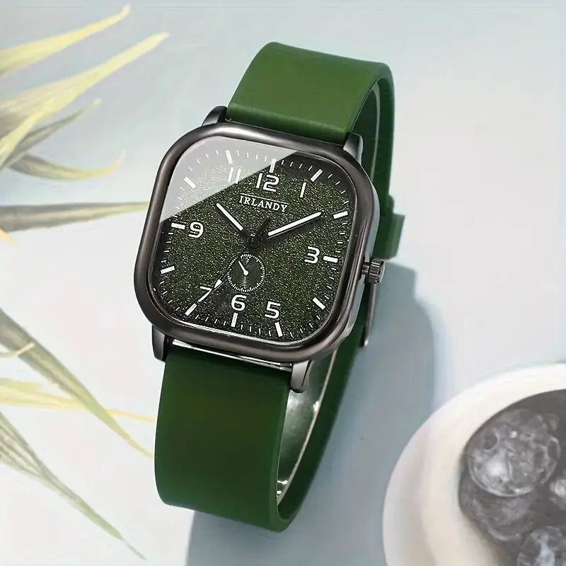 Fashion Square Women's Watch Casual Silicone Strap Quartz Watches Sports Wristwatch For Men Women Students（Without Box）