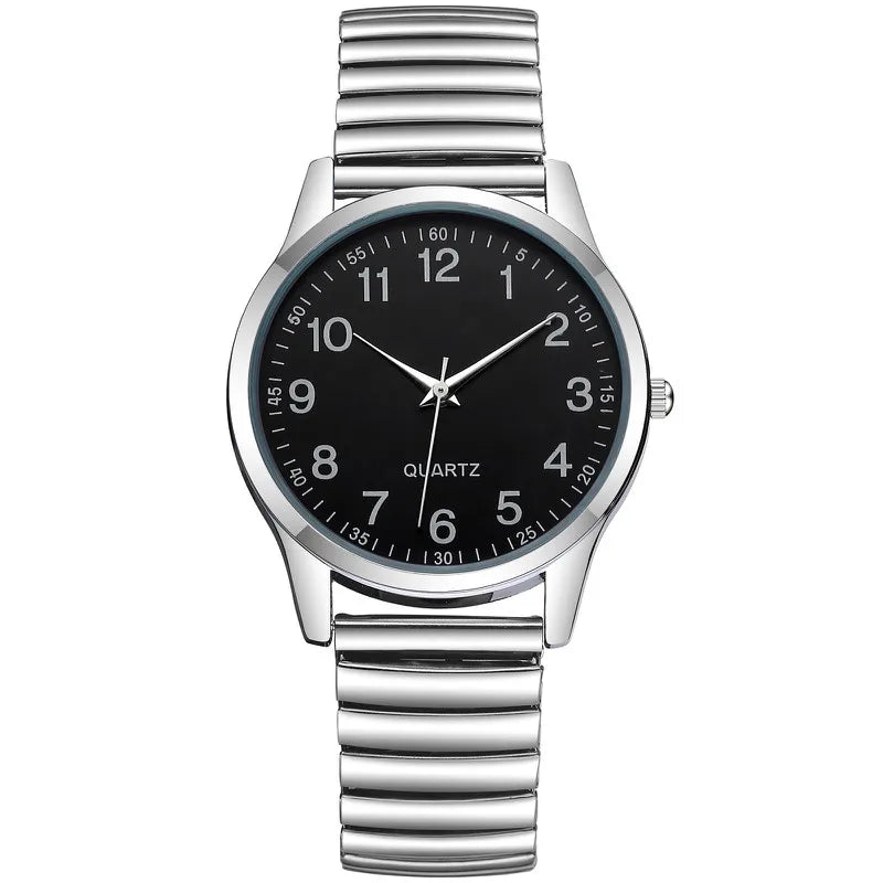 1/2PCS Fashion Couple Watches Simple Arabic Dial Men Quartz Watch Elastic Band Women Wristwatches