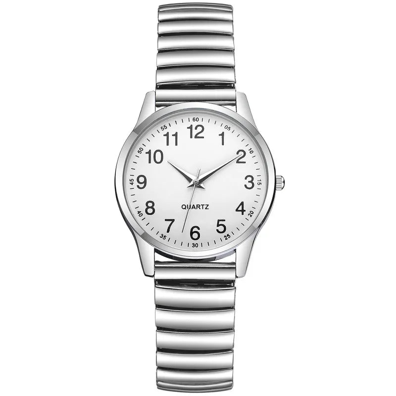 1/2PCS Fashion Couple Watches Simple Arabic Dial Men Quartz Watch Elastic Band Women Wristwatches