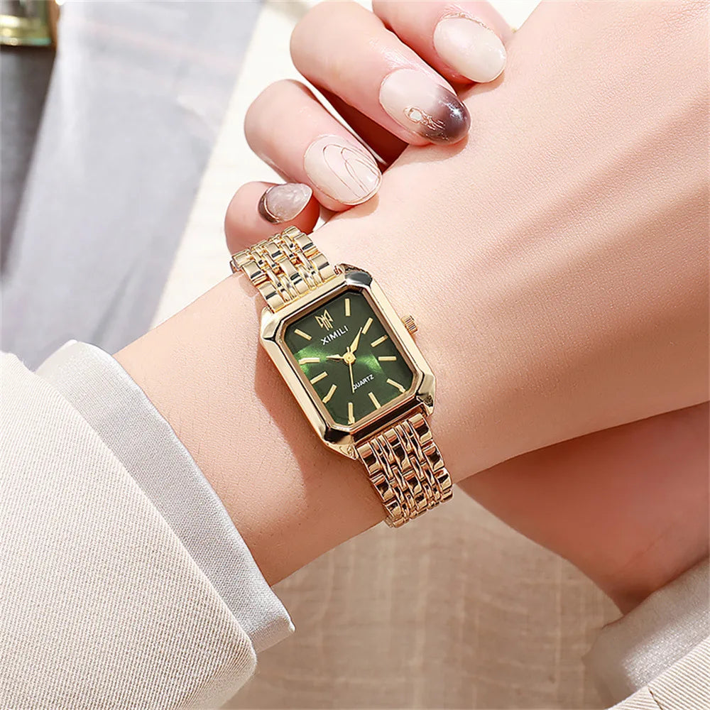 UTHAI W124 Fashion Women watch square business light luxury stainless steel quartz watch casual clock gift，watches for woman