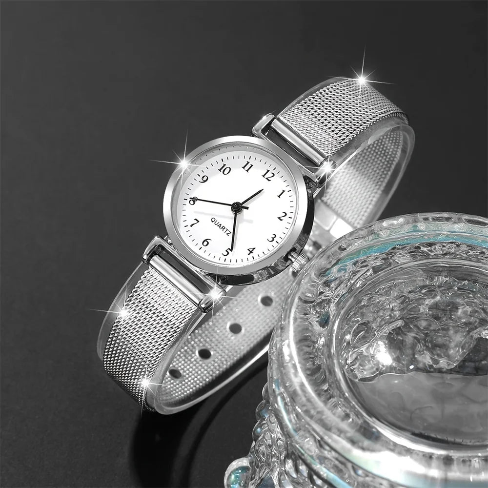 Women Fashion Watch Casual Bracelet Watches Set Ladies Simple Dial Quartz Wristwatches Dress Clock Montre Femme