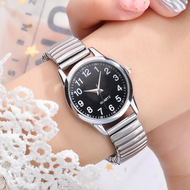 1/2PCS Fashion Couple Watches Simple Arabic Dial Men Quartz Watch Elastic Band Women Wristwatches