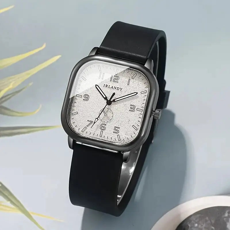 Fashion Square Women's Watch Casual Silicone Strap Quartz Watches Sports Wristwatch For Men Women Students（Without Box）