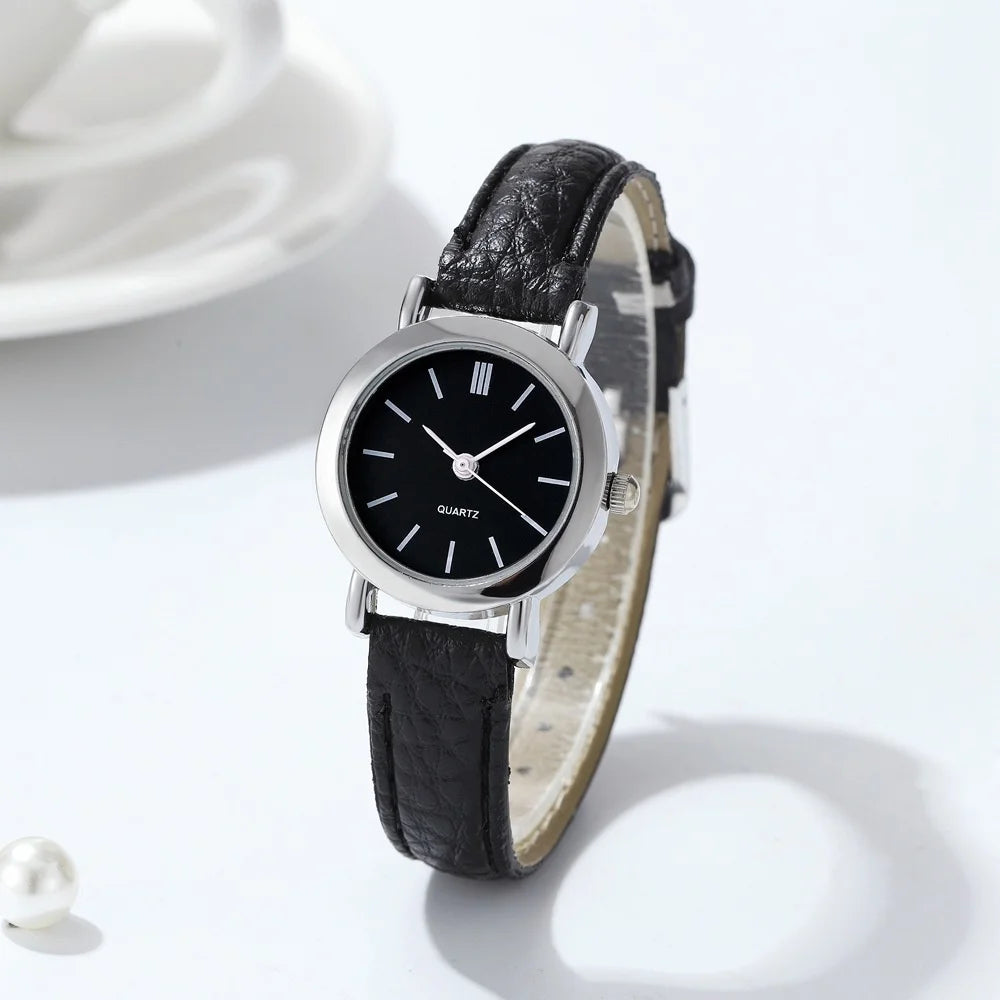 Women's Watch Fashion Small Arabic Quartz Watches Leather Band Wristwatches