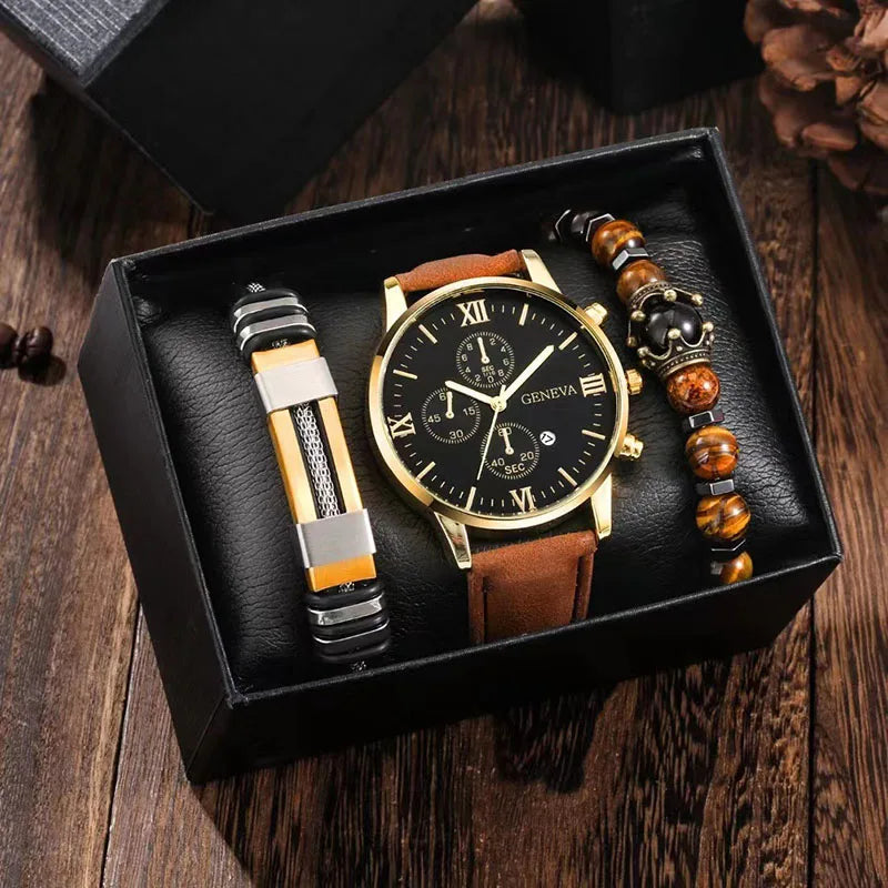 Set Fashion Mens Sports Watches Man Business Quartz Wristwatch Luxury Men Casual Clock Watch Relogio Masculino
