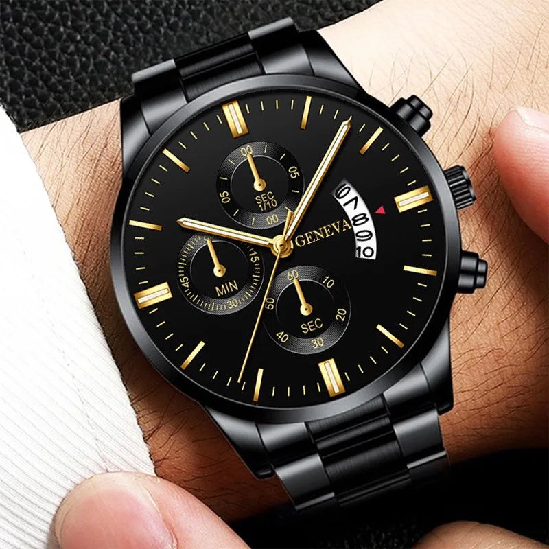 2025 Fashion Men Stainless Steel Watch Luxury Calendar Quartz Wrist Watch Mens Business Watches for Man Clock Montre Homme