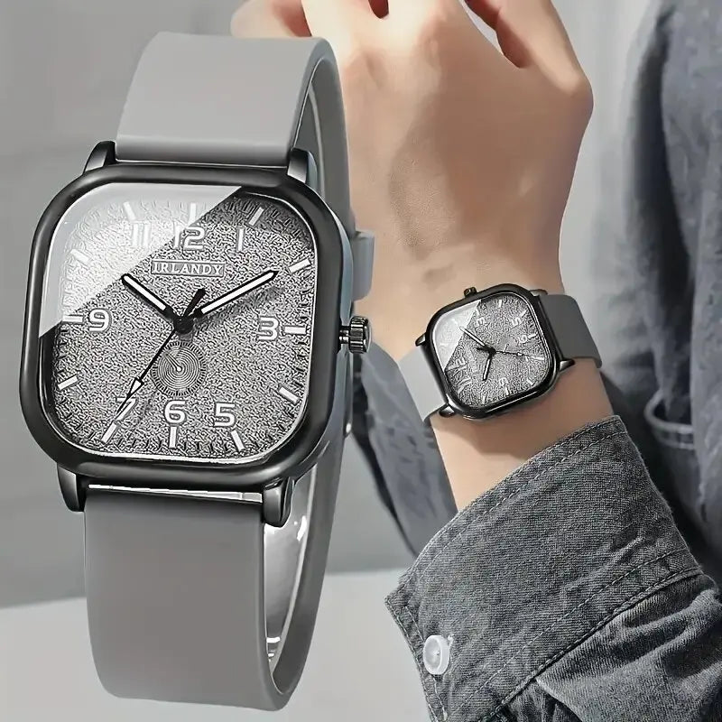 Fashion Square Women's Watch Casual Silicone Strap Quartz Watches Sports Wristwatch For Men Women Students（Without Box）